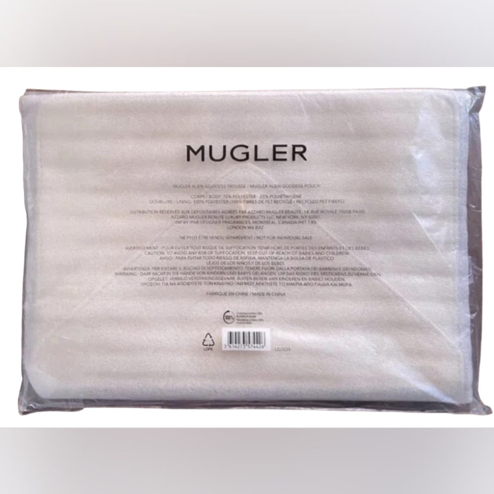 NWT Thierry Mugler Gold Metallic Vegan Pouch Clutch Envelope Purse Evening Bag - Picture 6 of 7